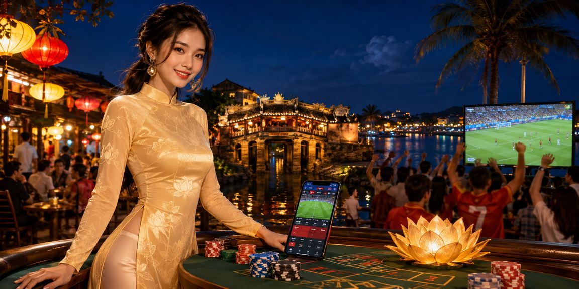 Người phụ nữ áo dài tại Hội An tham gia xổ số và cá cược trực tuyến